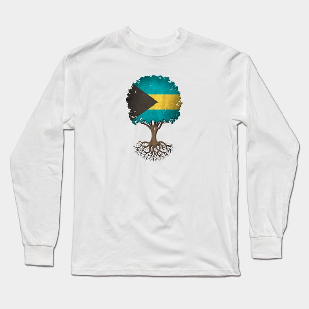 Tree of Life with Bahamas Flag Long Sleeve T-Shirt by jeffbartels
